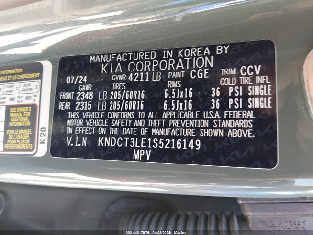 44817979 :رقم المزاد ، KNDCT3LE1S5216149 vin ، 2025 Kia Niro Sx مزاد بيع