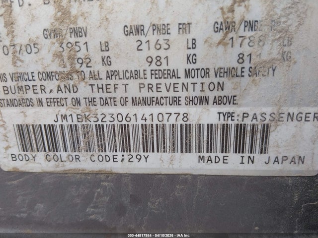 2006 MAZDA MAZDA3 JM1BK323061410778 Photo 8