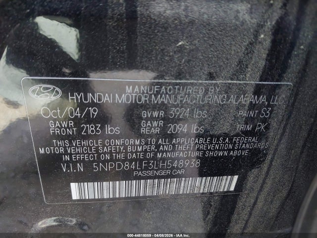 Aukcja sprzedaży 2020 Hyundai Elantra Value Edition, vin: 5NPD84LF3LH548938, numer aukcji: 44818059