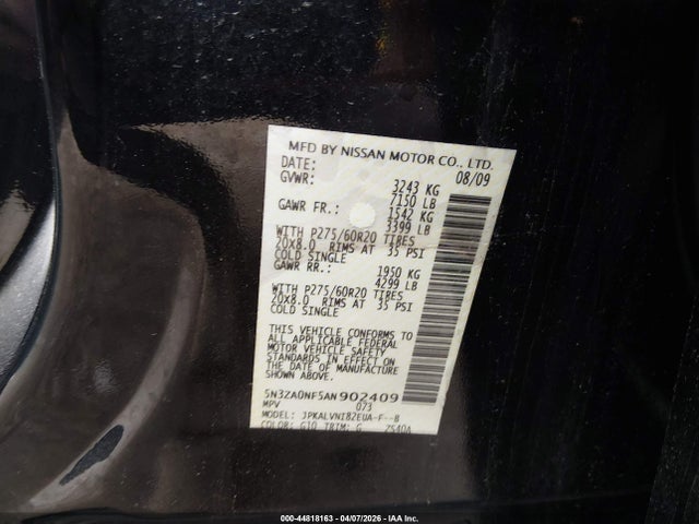 Продаж на аукціоні авто 2010 Infiniti Qx56, vin: 5N3ZA0NF5AN902409, номер лоту: 44818163