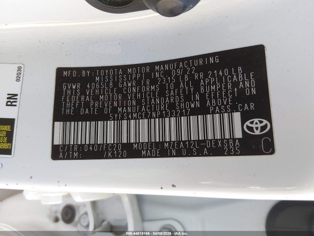 Toyota Corolla Se Nightshade Edition 2022 5YFS4MCE7NP133217 Image 9