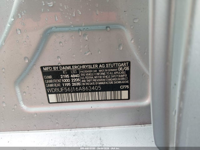 Продаж на аукціоні авто 2006 Mercedes-benz E 350, vin: WDBUF56J16A863405, номер лоту: 44818185