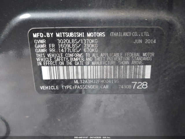 2015 MITSUBISHI MIRAGE ML32A3HJ2FH004195 Photo 8