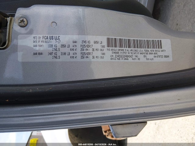 Продажа на аукционе авто 2017 Dodge Grand Caravan Gt, vin: 2C4RDGEG2HR845427, номер лота: 44818208