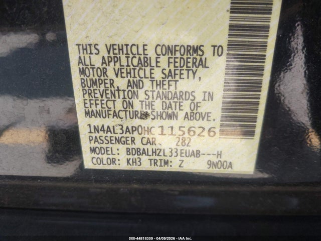 1N4AL3AP0HC115626 Nissan Altima 2.5 Sr