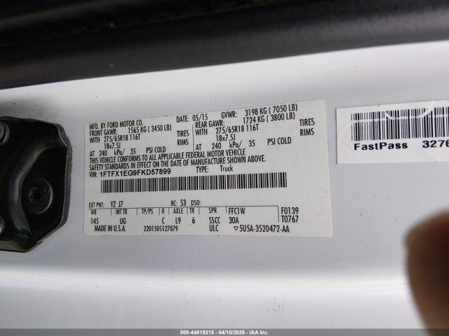 Продаж на аукціоні авто 2015 Ford F-150 Xlt, vin: 1FTFX1EG9FKD57899, номер лоту: 44818315