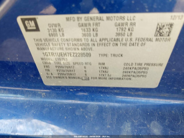 2014 Gmc Sierra 1500 Sle მანქანა იყიდება აუქციონზე, vin: 1GTR1UEH7EZ228509, აუქციონის ნომერი: 44818320
