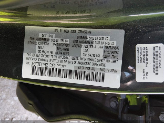 Aukcja sprzedaży 2021 Mazda Cx-9 Touring, vin: JM3TCBCY1M0510291, numer aukcji: 44818357