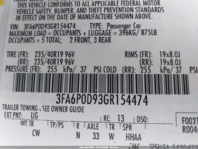 Ford Fusion Titanium 2016 3FA6P0D93GR154474 Image 9
