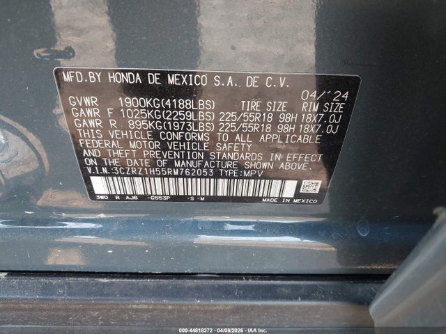 Aukcja sprzedaży 2024 Honda Hr-v 2wd Sport/2wd Sport W/o Bsi, vin: 3CZRZ1H55RM762053, numer aukcji: 44818372