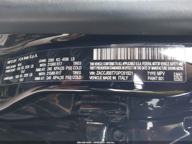 Aukcja sprzedaży 2016 Jeep Renegade Latitude, vin: ZACCJBBT7GPC61921, numer aukcji: 44818393