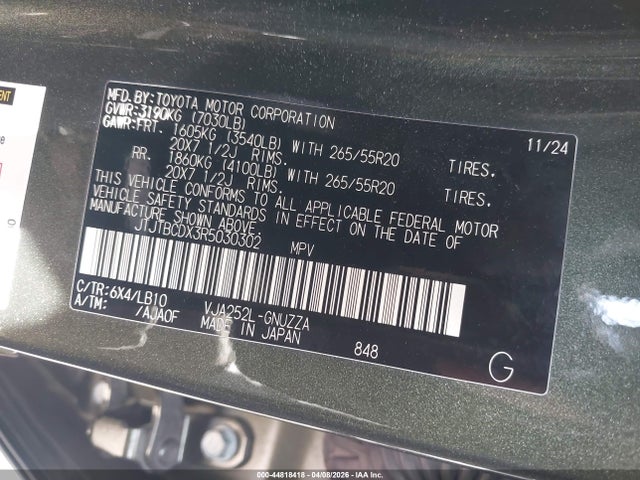 Продаж на аукціоні авто 2024 Lexus Gx 550 Premium+, vin: JTJTBCDX3R5030302, номер лоту: 44818418
