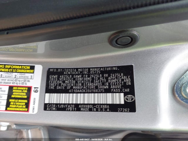 Продажа на аукционе авто 2025 Toyota Camry Le, vin: 4T1DAACK3SU166375, номер лота: 44818437
