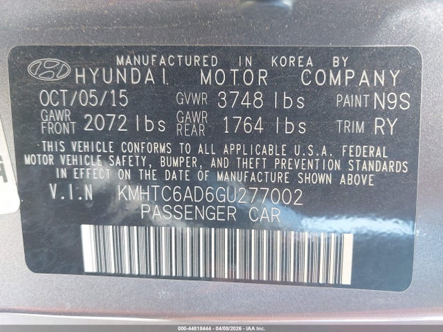 2016 HYUNDAI VELOSTER KMHTC6AD6GU277002 Photo 8