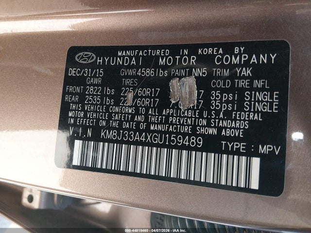 2016 HYUNDAI TUCSON KM8J33A4XGU159489 Photo 8