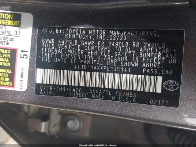 4T1R11AKXPU135141 Toyota CAMRY LE