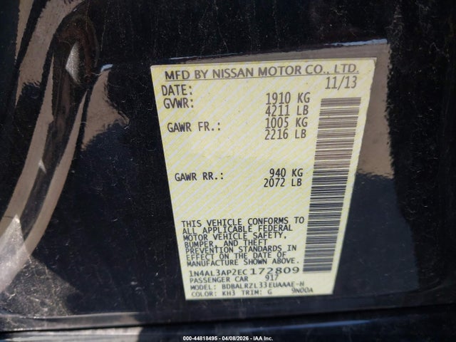 1N4AL3AP2EC172809 Nissan Altima 2.5 S
