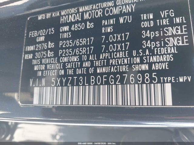 5XYZT3LB0FG276985 Hyundai Santa Fe Sport 2.4l