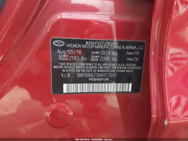 Продажа на аукционе авто 2017 Hyundai Elantra Se, vin: 5NPD84LF5HH117010, номер лота: 44818518