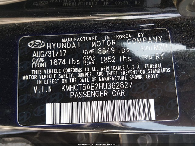 Aukcja sprzedaży 2017 Hyundai Accent Se, vin: KMHCT5AE2HU362827, numer aukcji: 44818519