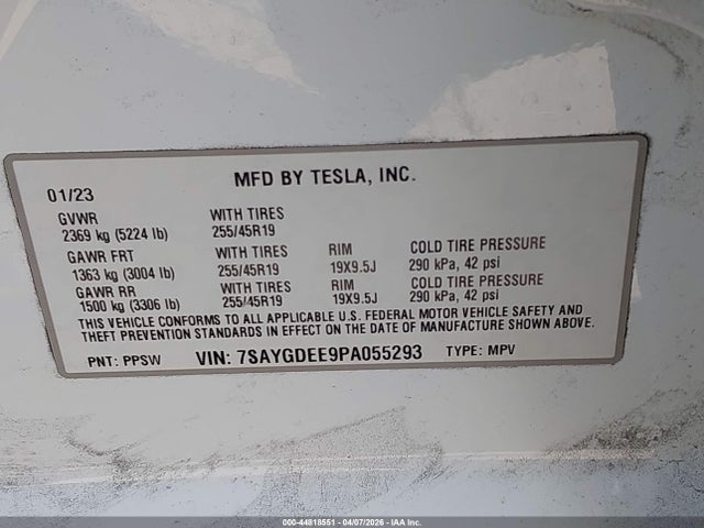 Aukcja sprzedaży 2023 Tesla Model Y Awd/long Range Dual Motor All-wheel Drive, vin: 7SAYGDEE9PA055293, numer aukcji: 44818551