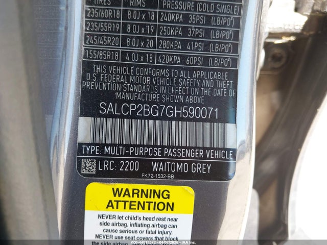 2016 LAND ROVER DISCOVERY SPORT SALCP2BG7GH590071 Photo 8