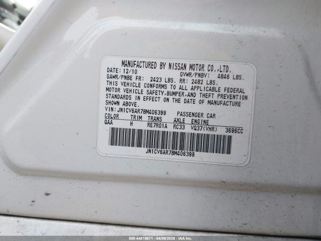 Aukcja sprzedaży 2011 Infiniti G37x, vin: JN1CV6AR7BM406399, numer aukcji: 44818671