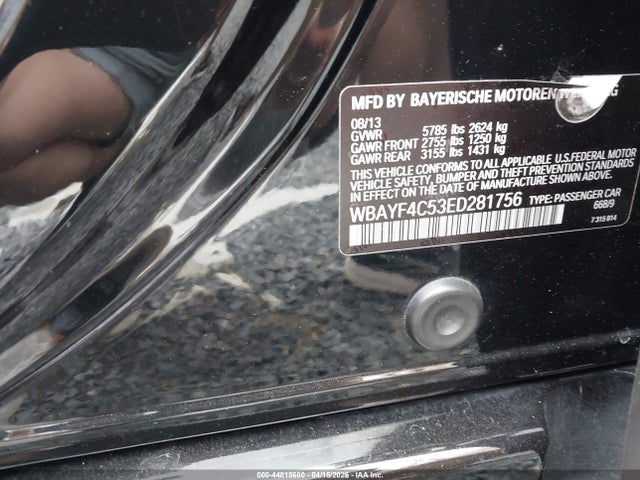 44818680 :رقم المزاد ، WBAYF4C53ED281756 vin ، 2014 Bmw 740li Xdrive مزاد بيع
