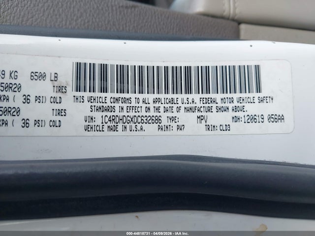 44818731 :رقم المزاد ، 1C4RDHDGXDC632686 vin ، 2013 Dodge Durango Crew مزاد بيع