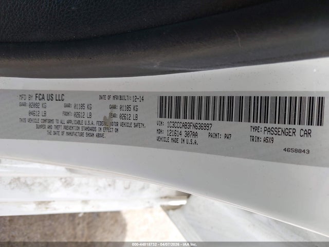 Продаж на аукціоні авто 2015 Chrysler 200 Limited, vin: 1C3CCCAB3FN636997, номер лоту: 44818732