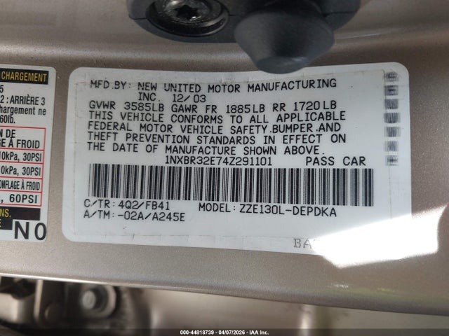 2004 TOYOTA COROLLA 1NXBR32E74Z291101 Photo 8