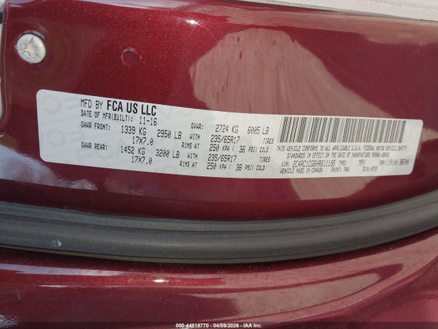 Aukcja sprzedaży 2017 Chrysler Pacifica Lx, vin: 2C4RC1CG6HR611195, numer aukcji: 44818770