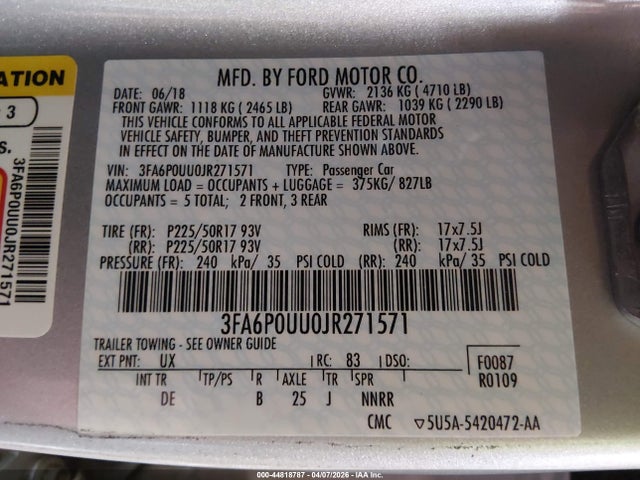 2018 FORD FUSION HYBRID 3FA6P0UU0JR271571 Photo 8