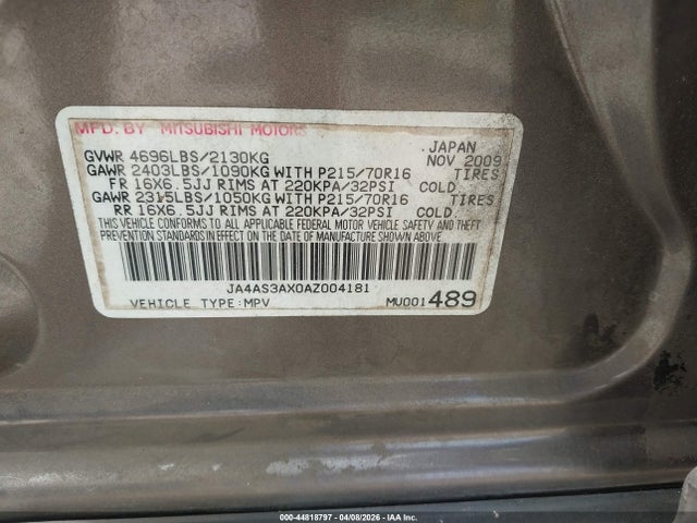 Продаж на аукціоні авто 2010 Mitsubishi Outlander Es/ls, vin: JA4AS3AX0AZ004181, номер лоту: 44818797