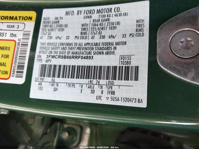 Ford Bronco Sport Big Bend 2024 3FMCR9B66RRF04893 Image 9