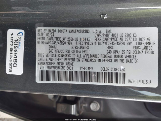 Auction sale of the 2025 Mazda Cx-50 2.5 S Premium Plus Package, vin: 7MMVABEMXSN315033, lot number: 44818907