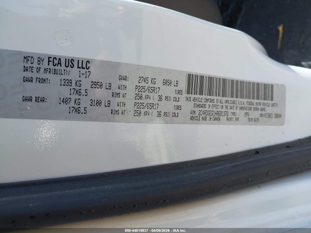 Aukcja sprzedaży 2017 Dodge Grand Caravan Gt, vin: 2C4RDGEG1HR681376, numer aukcji: 44818937