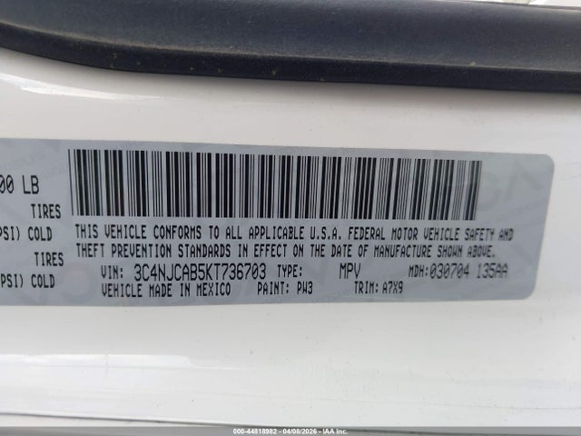 Продаж на аукціоні авто 2019 Jeep Compass Sport Fwd, vin: 3C4NJCAB5KT736703, номер лоту: 44818982