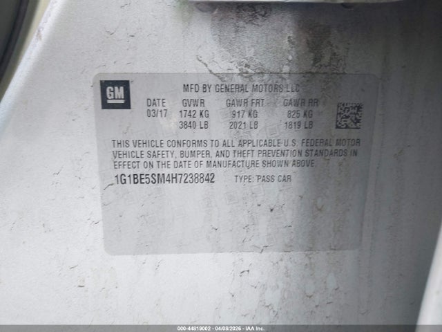 Chevrolet Cruze Lt Auto 2017 1G1BE5SM4H7238842 Image 9