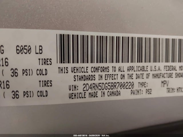 Aukcja sprzedaży 2011 Dodge Grand Caravan Crew, vin: 2D4RN5DG5BR700220, numer aukcji: 44819016