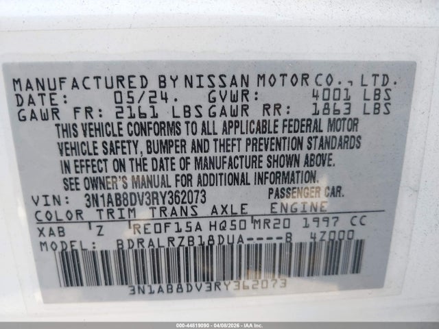 Продаж на аукціоні авто 2024 Nissan Sentra Sr Xtronic Cvt, vin: 3N1AB8DV3RY362073, номер лоту: 44819090
