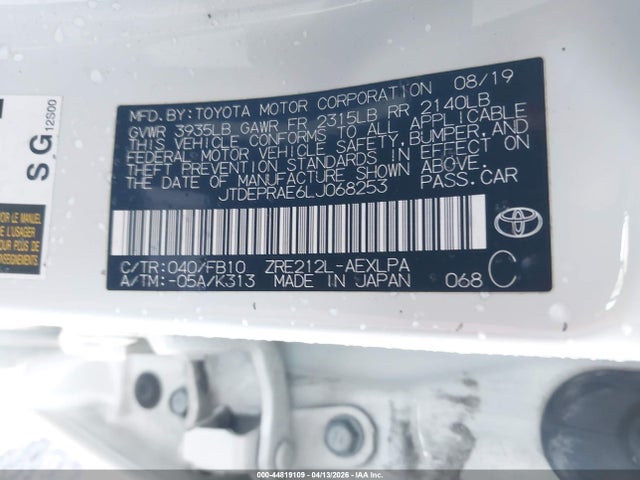 Toyota COROLLA LE 2020 JTDEPRAE6LJ068253 Image 9