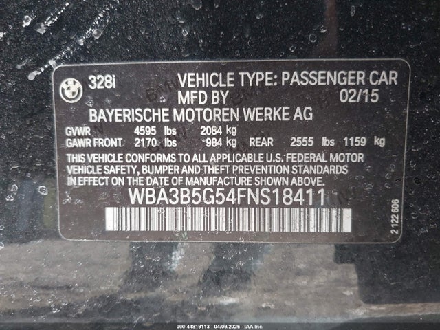Продажа на аукционе авто 2015 Bmw 328i Xdrive, vin: WBA3B5G54FNS18411, номер лота: 44819113