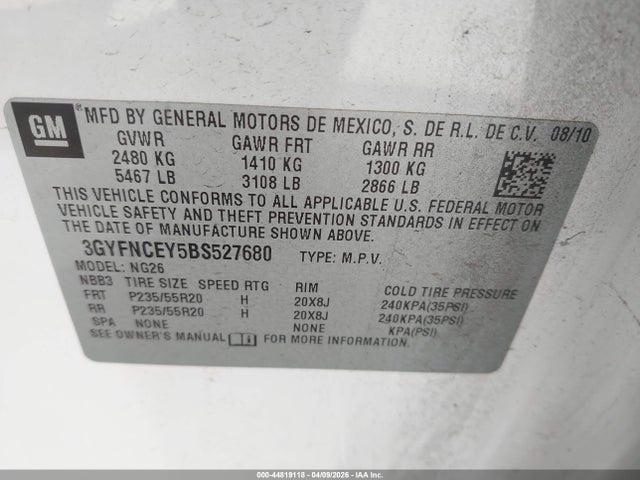 Продаж на аукціоні авто 2011 Cadillac Srx Premium Collection, vin: 3GYFNCEY5BS527680, номер лоту: 44819118