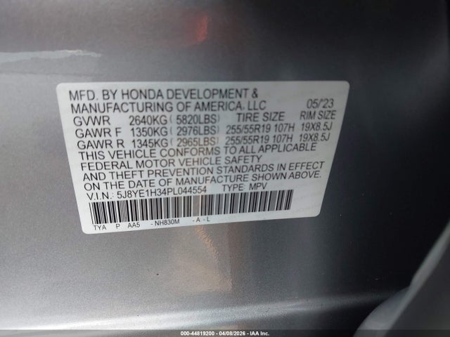 Aukcja sprzedaży 2023 Acura Mdx Standard, vin: 5J8YE1H34PL044554, numer aukcji: 44819200