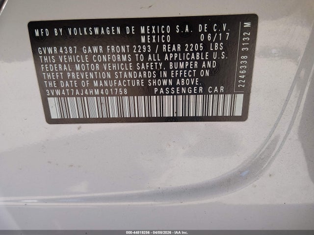 Продажа на аукционе авто 2017 Volkswagen Jetta Gli, vin: 3VW4T7AJ4HM401758, номер лота: 44819256