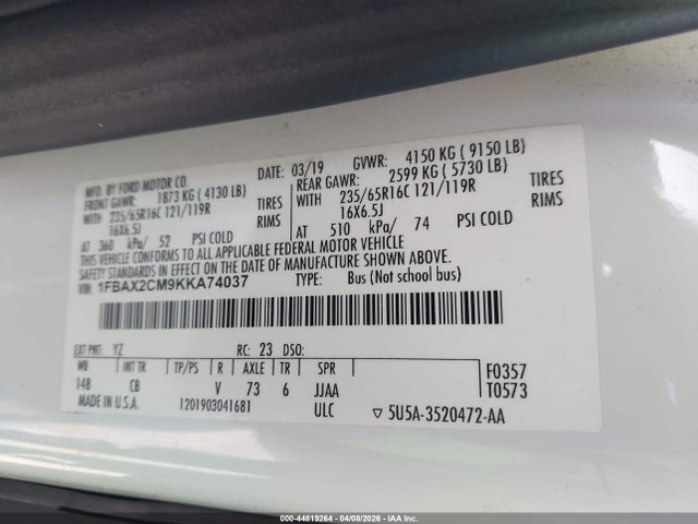 Ford Transit-350 Xl 2019 1FBAX2CM9KKA74037 Image 9