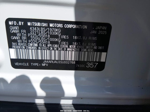 2025 MITSUBISHI OUTLANDER SPORT JA4ARUAU3SU002768 Photo 8