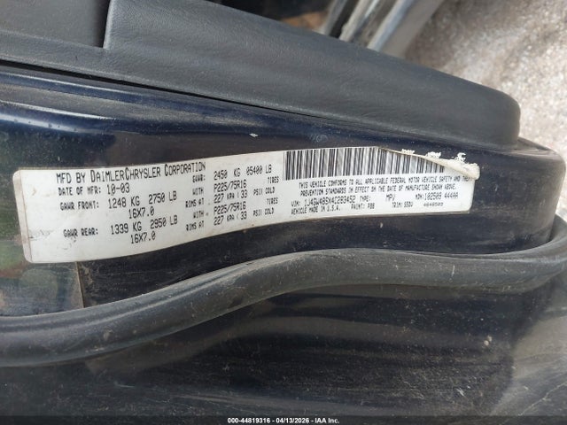 Auction sale of the 2004 Jeep Grand Cherokee Laredo, vin: 1J4GW48SX4C283452, lot number: 44819316