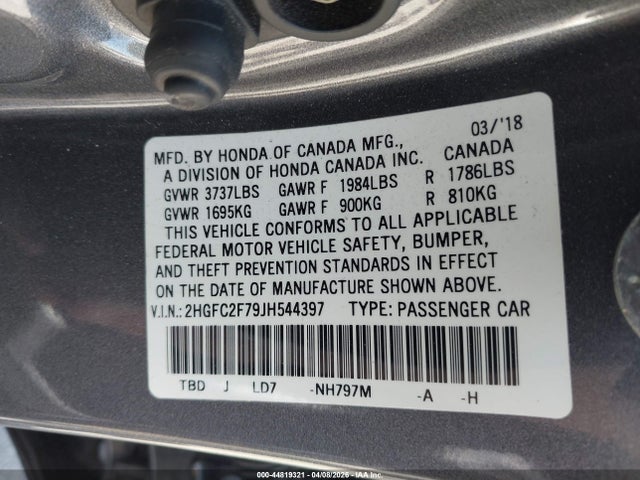 2HGFC2F79JH544397 Honda CIVIC EX